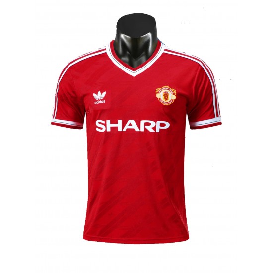 Camisola Manchester United Retro Equipamento Primeiro 1986 Manga Curta